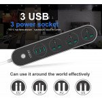 Wholesale Power Strip with 3 USB Port and 3 Outlet Socket Charging Station Surge Protector 10A and 5ft Cord